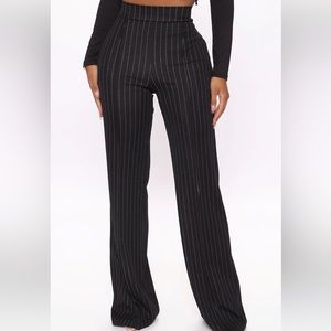 High waisted black pinstripe pants